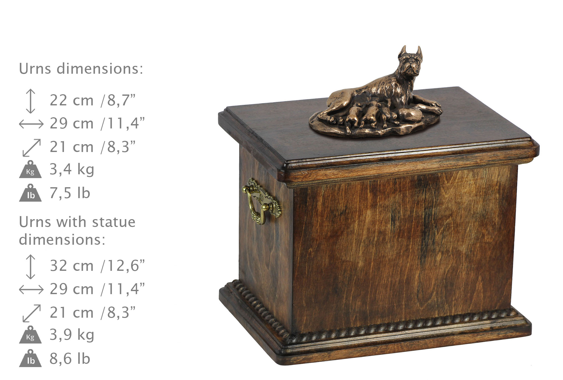 Bokser suczka urna dla psa