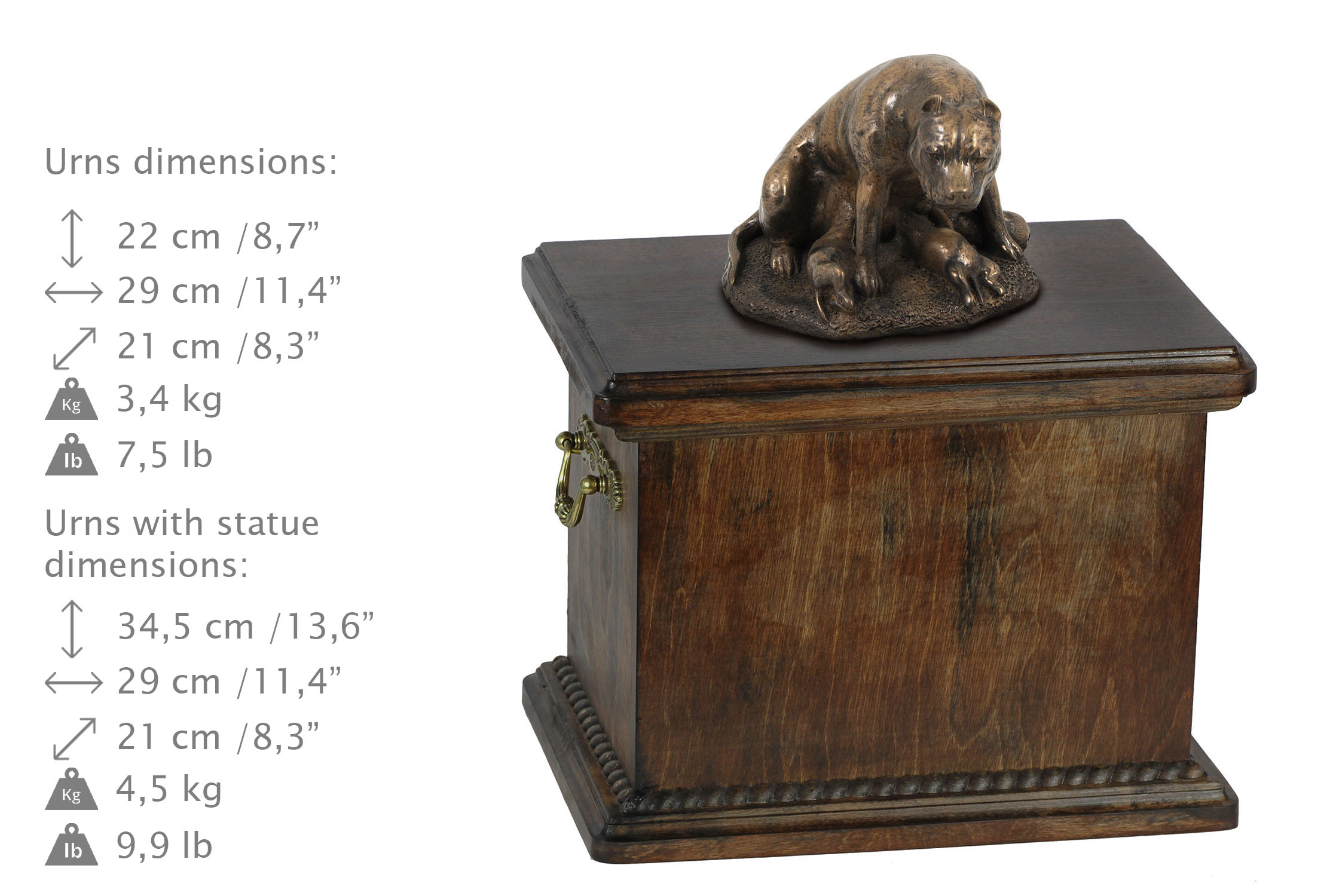 Amerykański Staffordshire Terrier mama ze szczeniakami urna dla psa