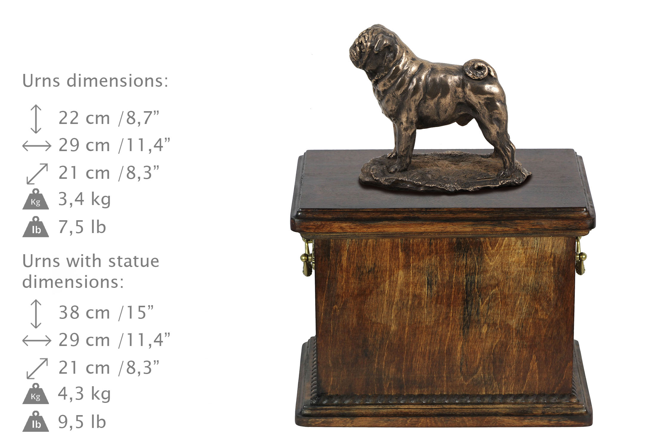 Drewniana Urna dla Psa – Mops