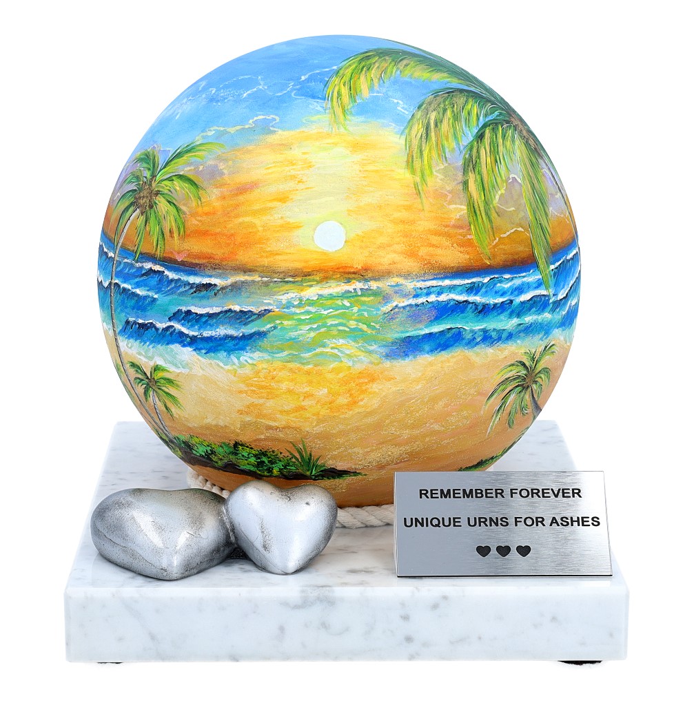 Artystyczna Urna z Motywem Plaży – Symbol Spokoju i Wiecznej Bliskości