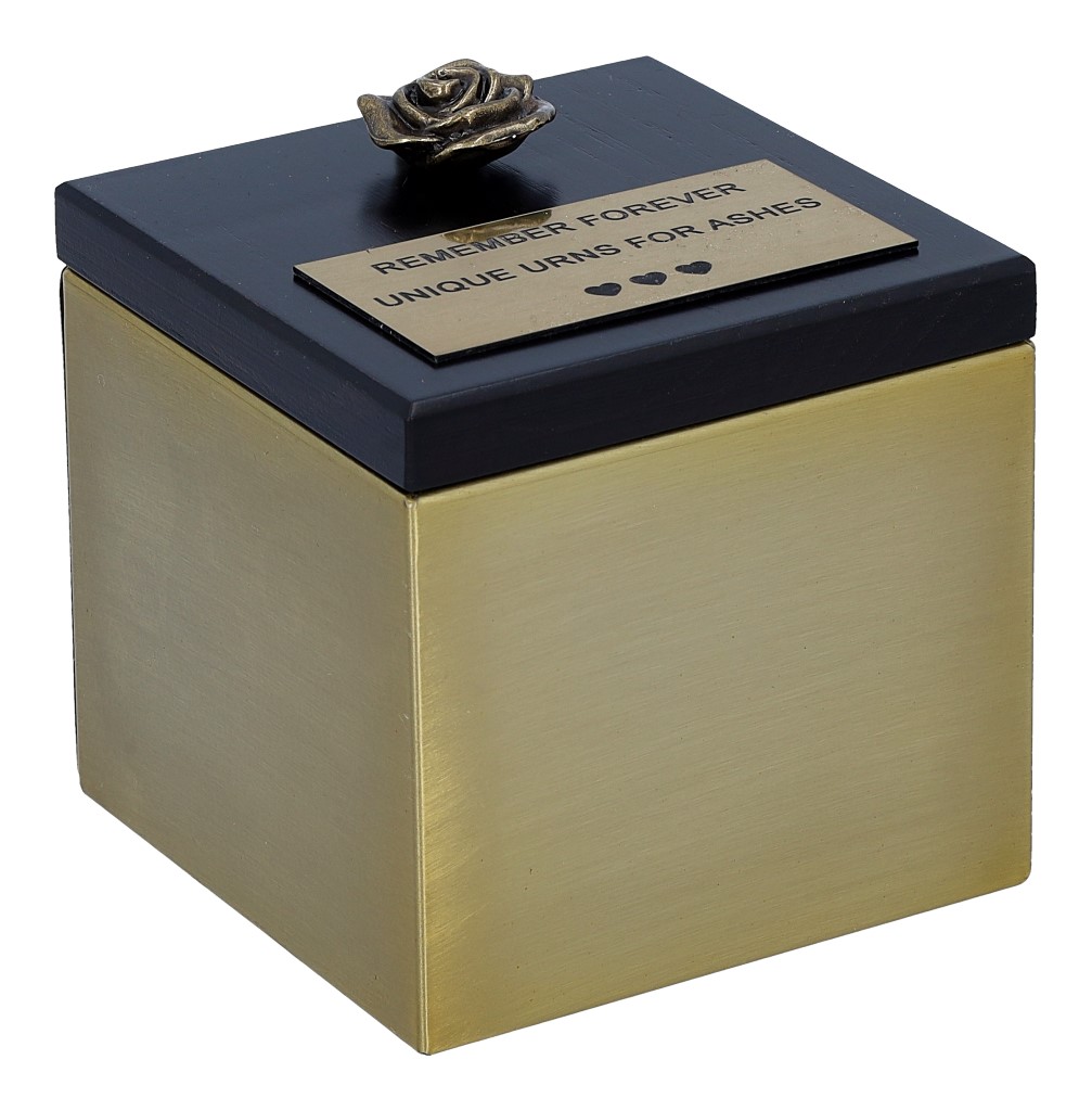Złoty Relikwiarz – Mini Urna ze Stali Nierdzewnej w Kształcie Pudełka