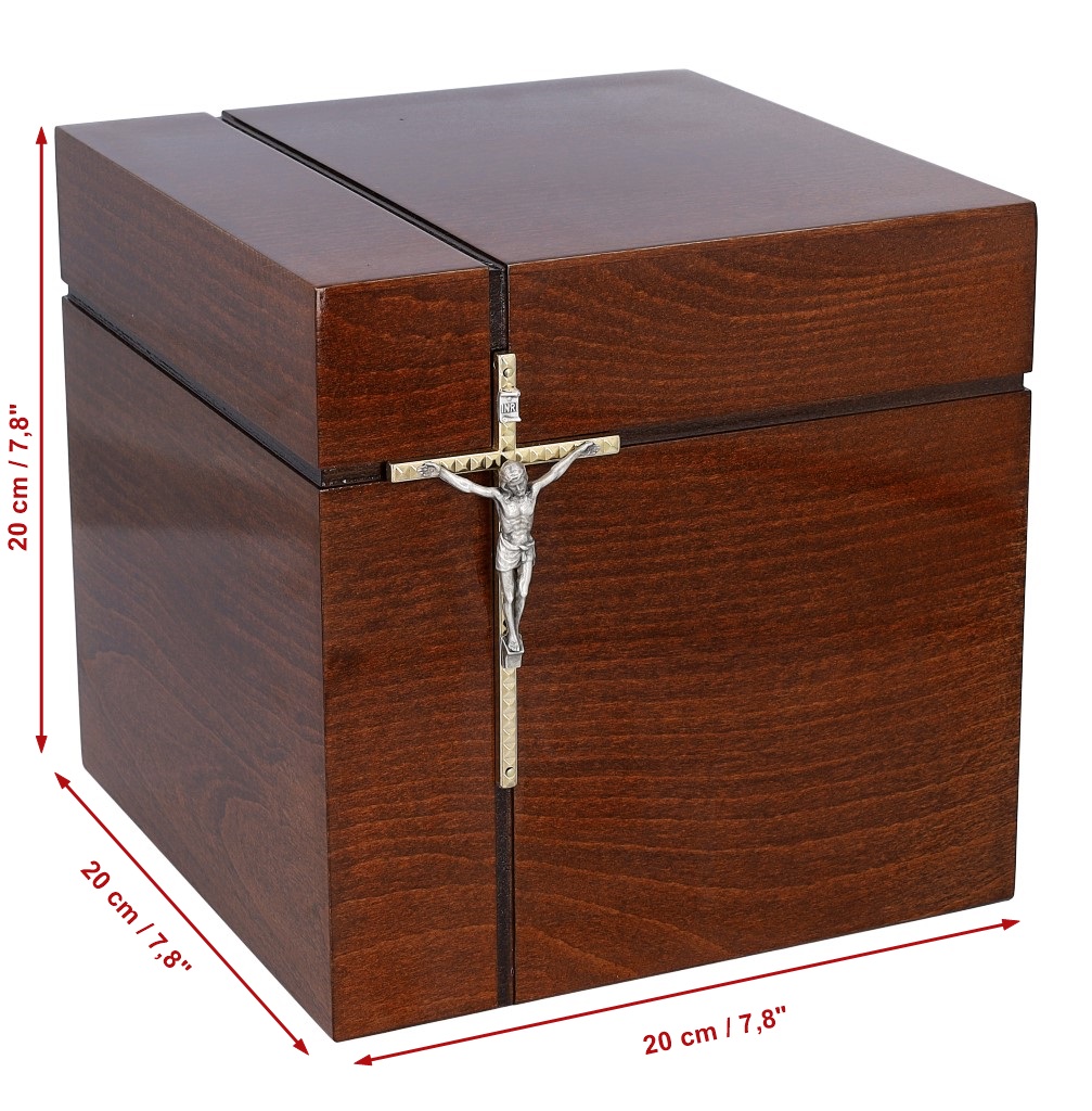 Katolicka drewniana urna dla osoby dorosłej