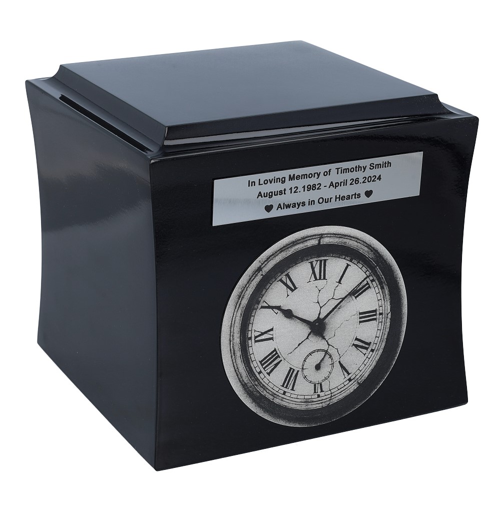 Drewniana urna z zegarem