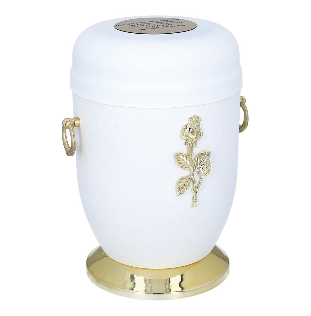 Biała urna dla osoby dorosłej z krzyżem